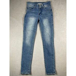 Celebrity Ace Womens Skinny Jeans Medium Wash High Rise Triple Button Size 5/27